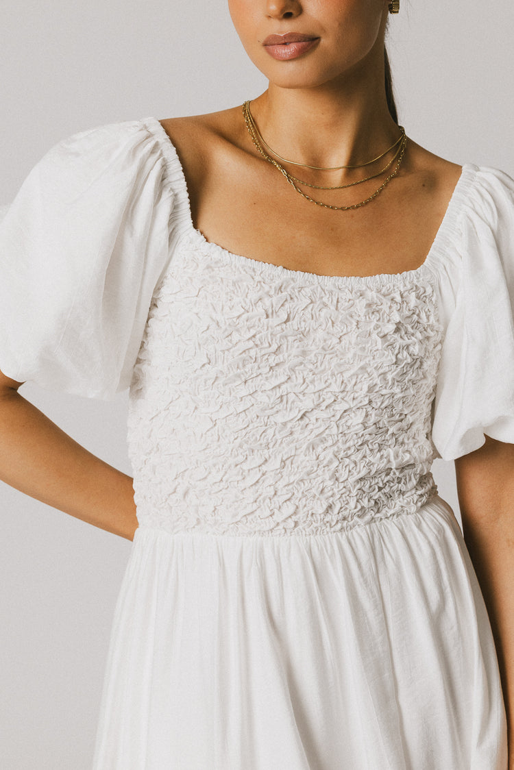 square neck white dress