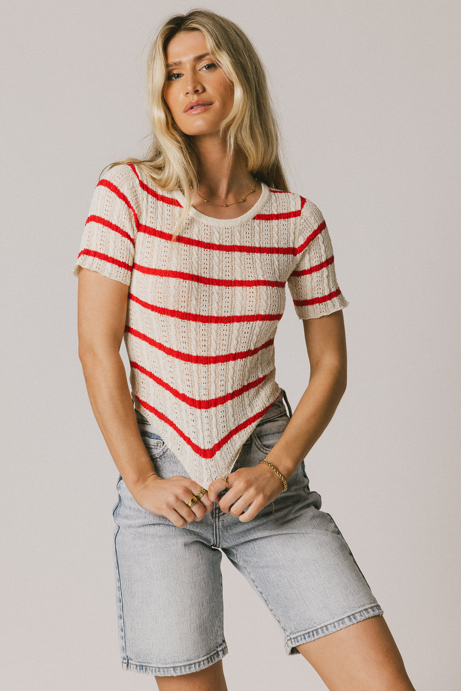 striped knit sweater