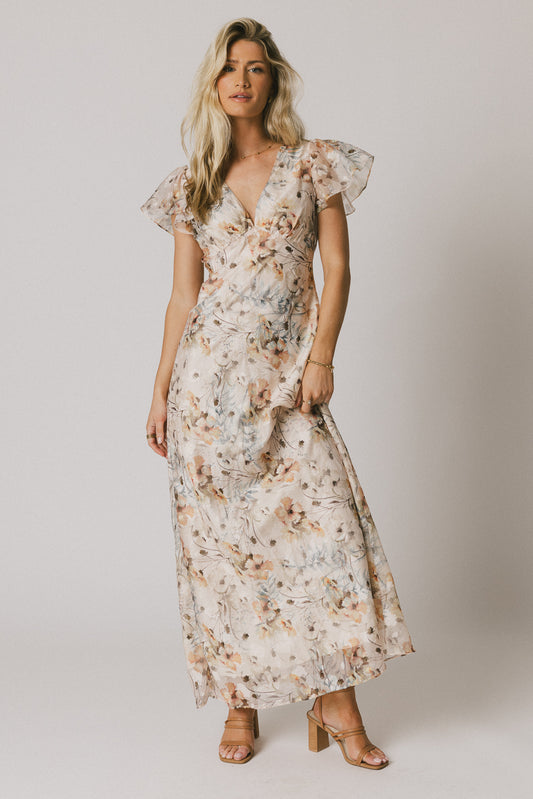 v neck floral dress