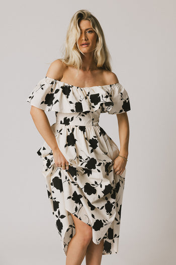 black and white floral dress