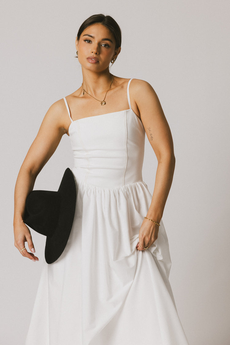 white dress with spaghetti straps