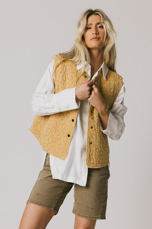 button up embroidered vest