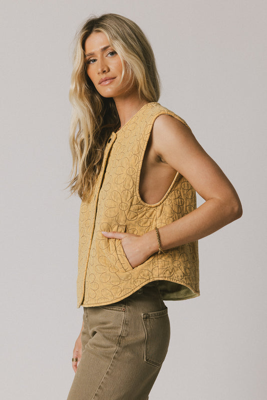 embroidered vest in yellow