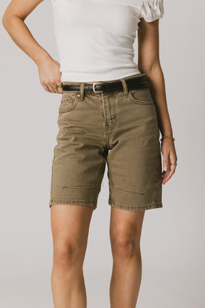 Layla Denim Shorts in Olive