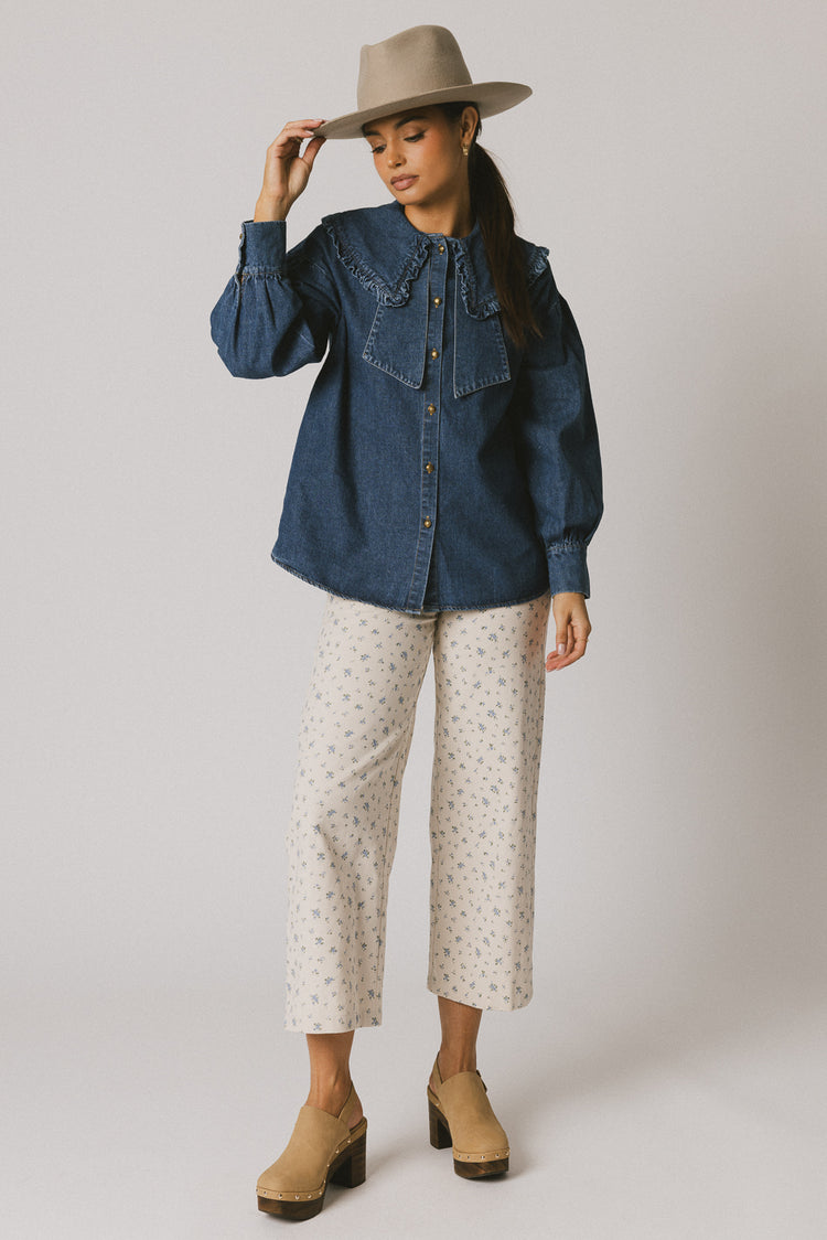 DARK WASH DENIM TOP 
