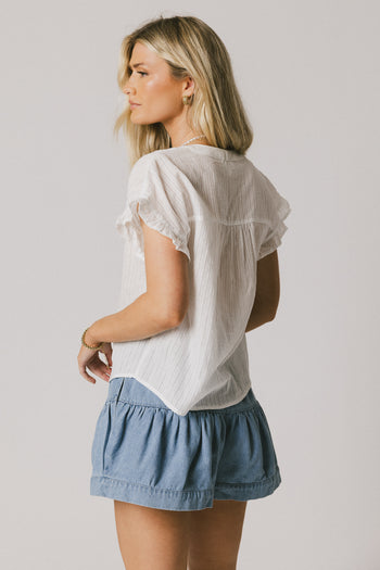 short flutter sleeve button up