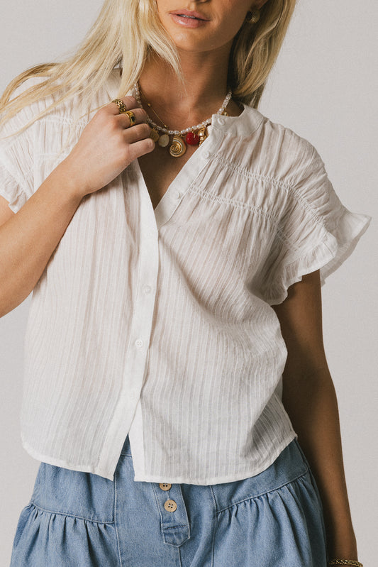 ruched sheer white top