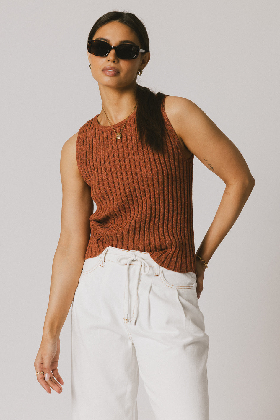 Riley Ribbed Top in Clay - FINAL SALE