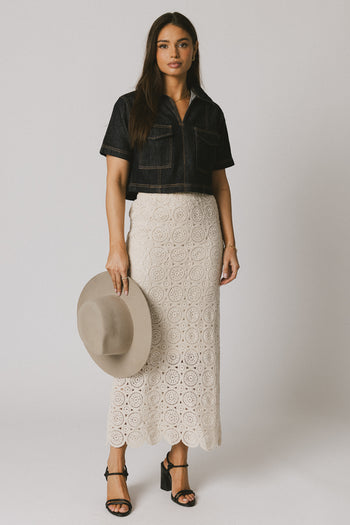 DENIM COLLARED CROP TOP 