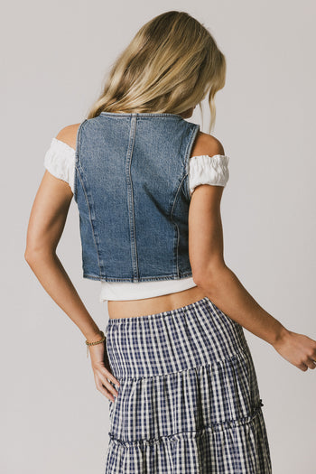 cropped denim vest