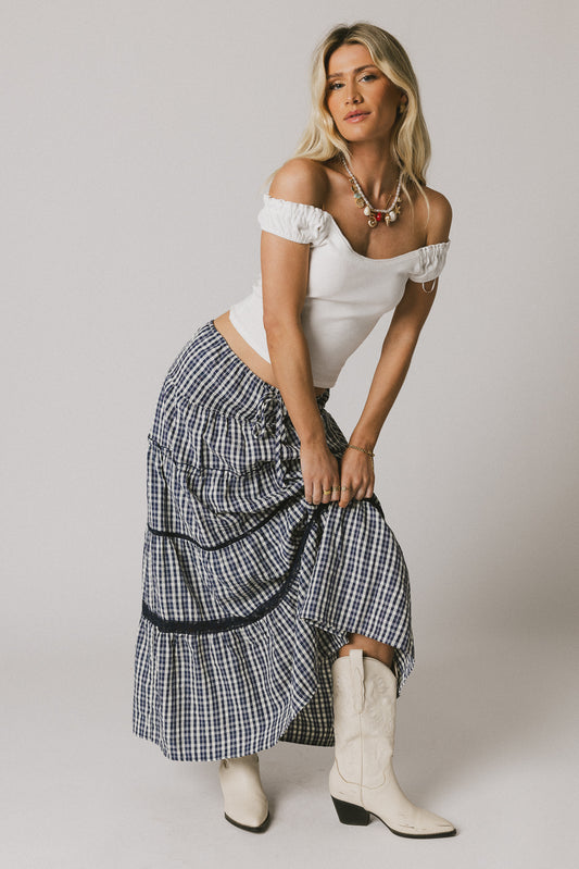 navy plaid skirt