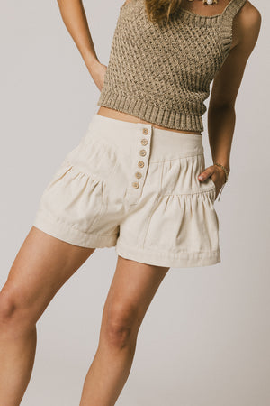 Harpa Tiered Mini Shorts in Oatmeal - FINAL SALE