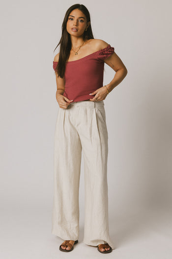 RIBBED OFF SHOULD TOP 