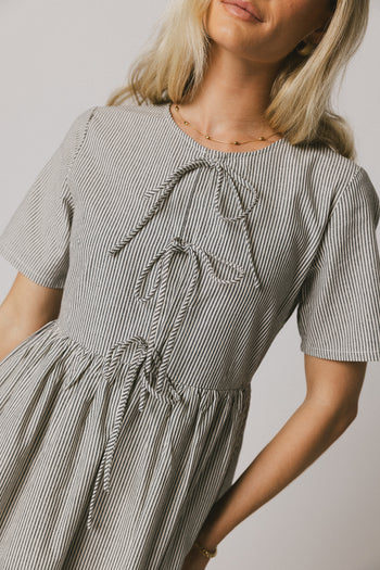 nav striped midi dress