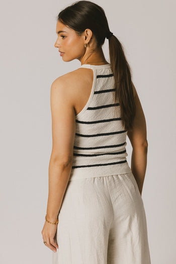 TANK TOP WITH CREAM AND NAVY STRIPES