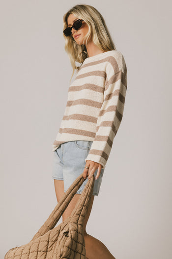 taupe striped sweater 
