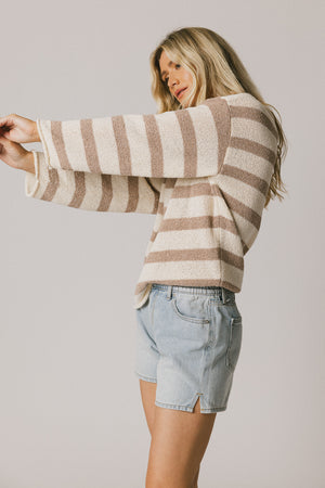 Kelsey Striped Sweater in Taupe - FINAL SALE