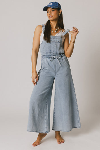 wide leg denim overalls