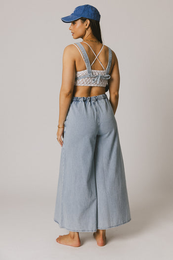 overalls with tie back detail