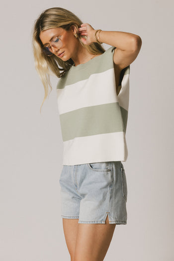 Camilla Striped Sweater in Sage - FINAL SALE