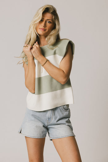 Camilla Striped Sweater in Sage - FINAL SALE