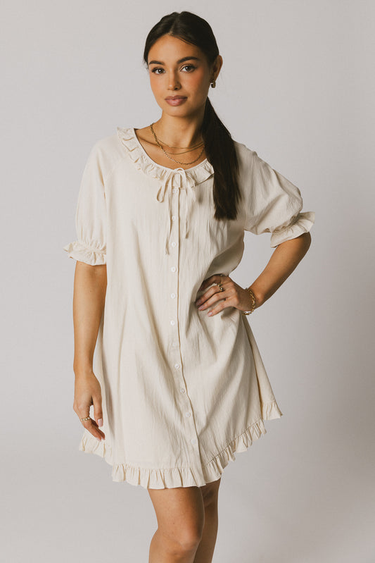 short sleeve cream dress