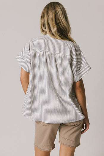 NAVEY STRIPED TOP WITH COLLAR 