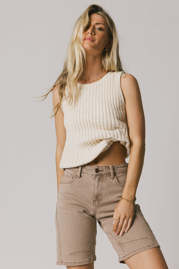 RIBBED TOP IN CREAM