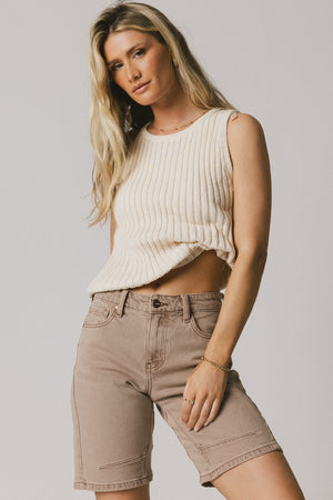 Riley Ribbed Top in Cream