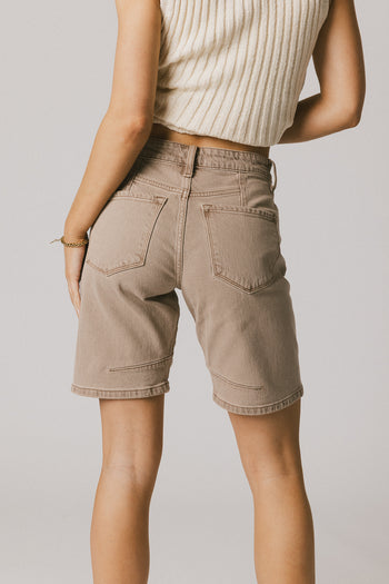 Layla Denim Shorts in Mushroom - FINAL SALE