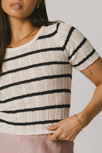 striped sweater in navy 