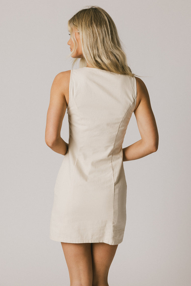 short tank strap cream dress