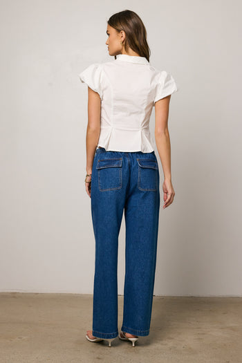 slight cropped button up