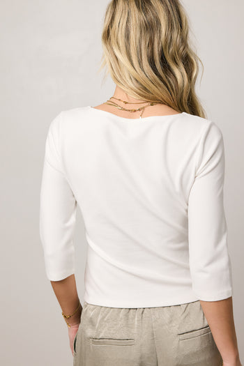 white 3/4 sleeve top