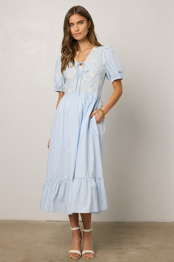 puff sleeve midi dress