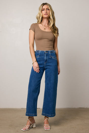 cropped dark wash jeans
