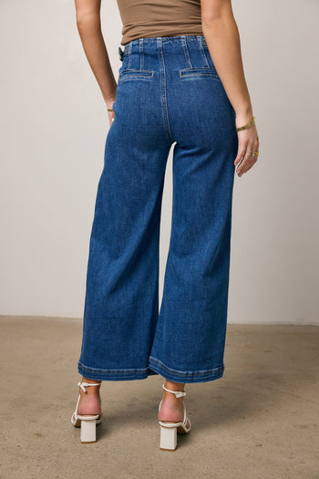 dark wash wide leg jeans
