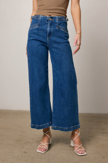 cropped dark wash jeans
