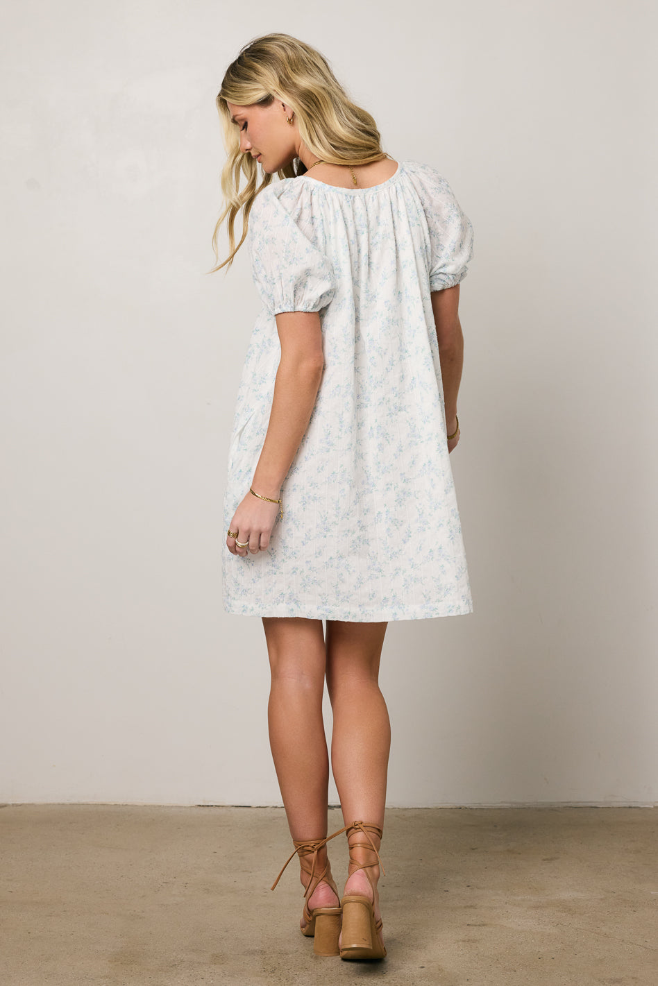 puff sleeve floral dress