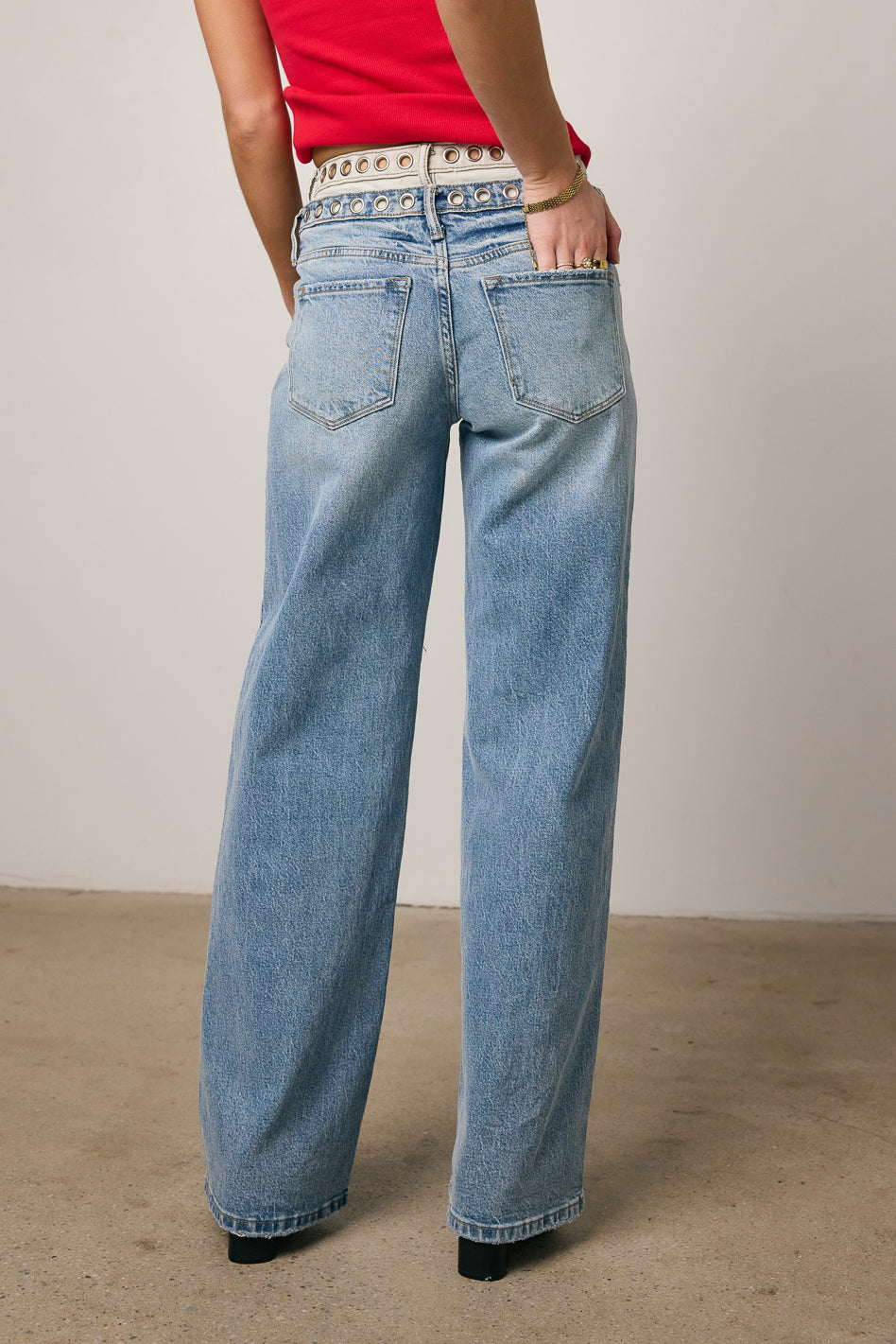 jeans with grommets