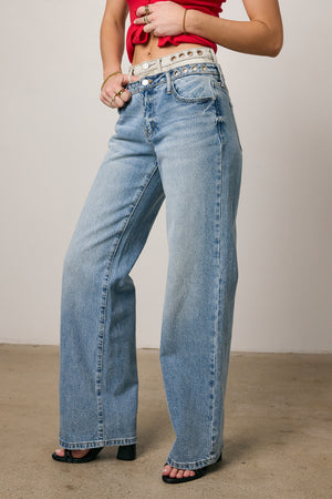 Cierra Double Waisted Wide Leg Jeans - FINAL SALE