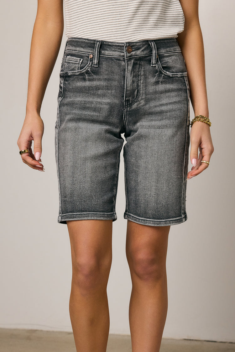 grey denim shorts