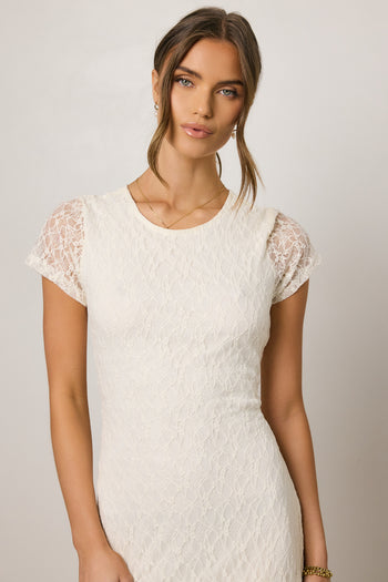 SHORT SLEEVE LACE DRESS 