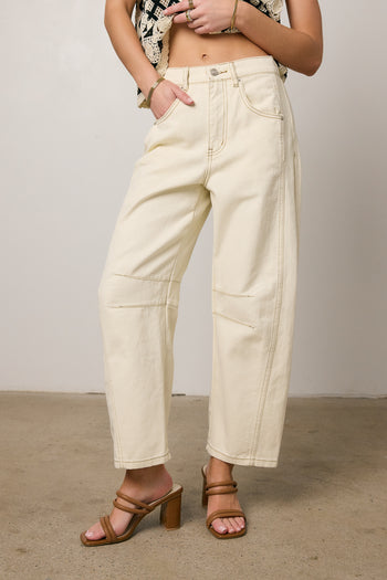 cream barrel jeans