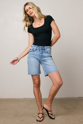 light wash bermuda shorts