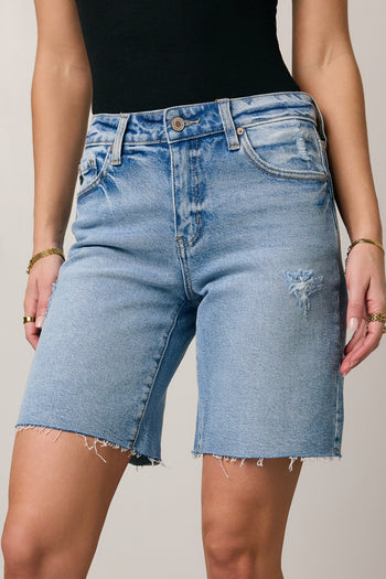 distressed denim bermudas