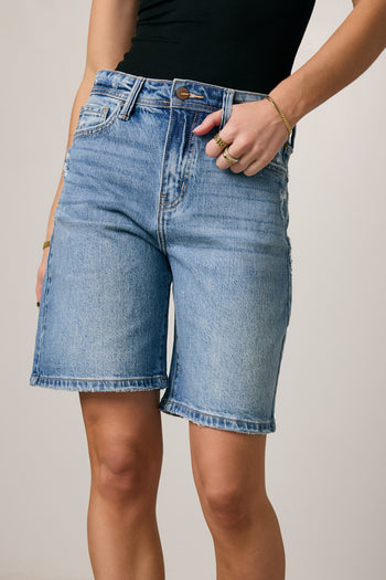 medium wash bermuda shorts