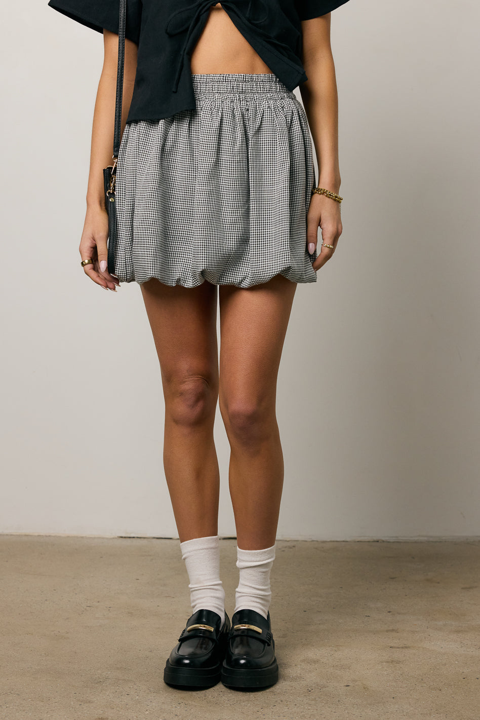 Rallie Bubble Mini Skirt in Black