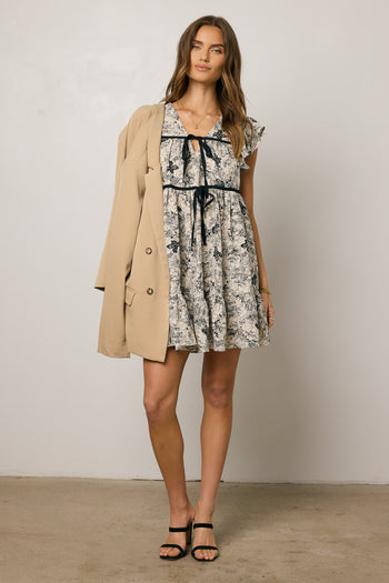 BLACK FLORAL MINI DRESS 