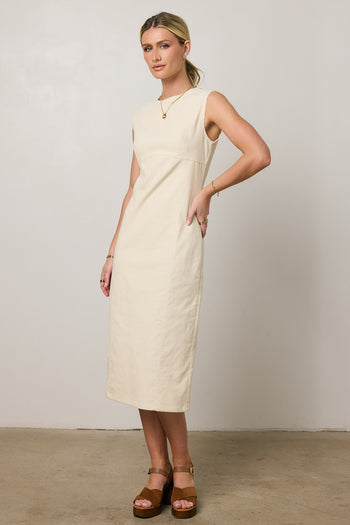 round neckline midi dress